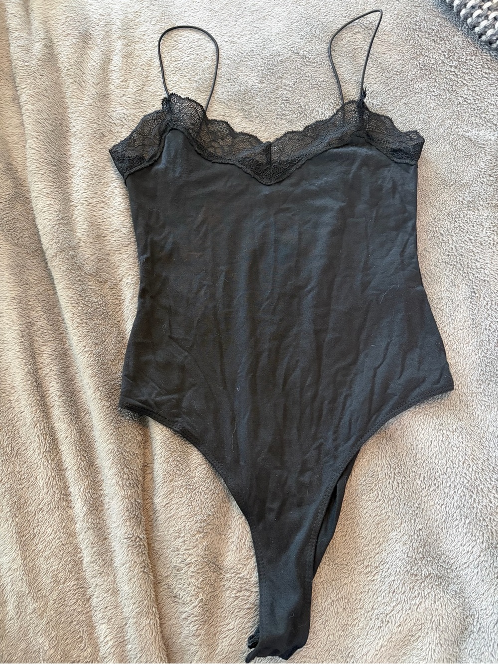 Zara Black Lace-Trim Camisole Bodysuit S